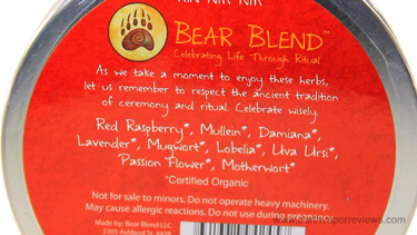 Kin Nik Nik Bear Blend Ceremonial Herbs Ingredients